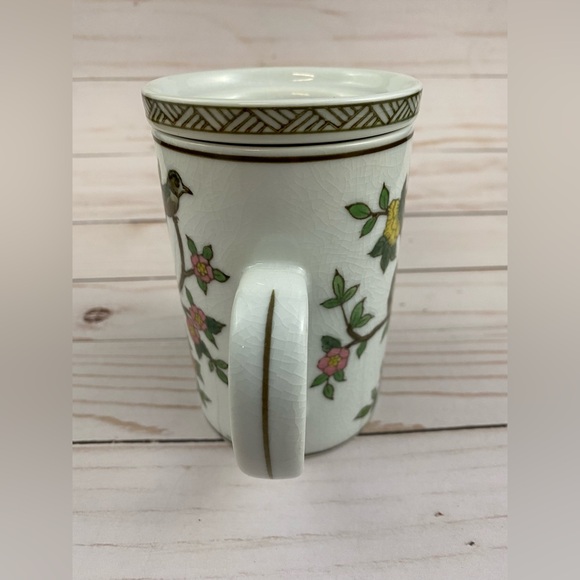 Pier 1 Imports Porcelain Tea Infuser Mug Birds & Blossoms Hand Painted NO LID - Picture 12 of 12